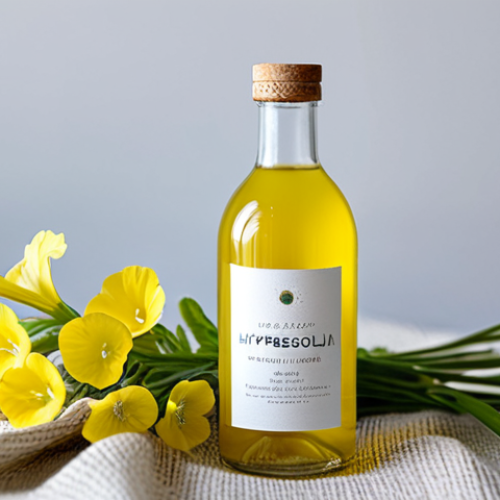 Home 12 Nattljusolja Bottle & Flowers**
"Close-up of a beautifully presented bottle of kallpressad nattljusolja, surrounded by blooming nattljus (evening primrose) flowers. The bottle has a minimalist, eco-friendly label. Soft, natural lighting. Background of woven linen. safe for work, appropriate content, fully clothed, professional product photography, high quality, perfect composition."
**